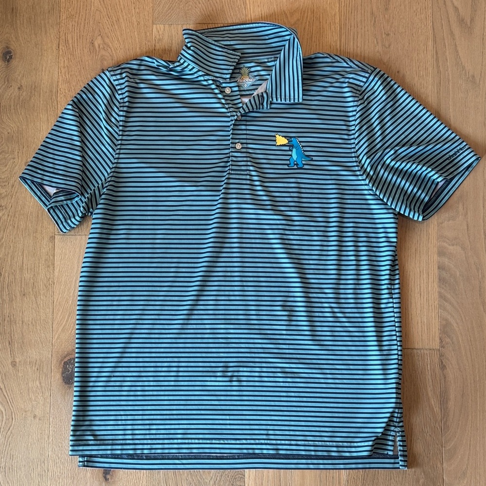 Chubbies Teal and Navy Striped Shirt